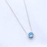 Natural Blue Topaz Necklace Handmade 925 Sterling Silver Bezel Pendant
