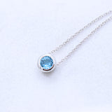 Natural Blue Topaz Necklace Handmade 925 Sterling Silver Bezel Pendant