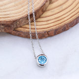 Natural Blue Topaz Necklace Handmade 925 Sterling Silver Bezel Pendant