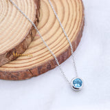 Natural Blue Topaz Gemstone 925 Silver Necklace