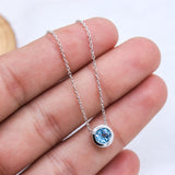 Natural Blue Topaz Necklace Handmade 925 Sterling Silver Bezel Pendant