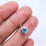 Natural Blue Topaz Necklace Handmade 925 Sterling Silver Bezel Pendant