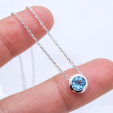 Natural Blue Topaz Necklace Handmade 925 Sterling Silver Bezel Pendant