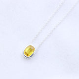Natural Yellow Sapphire Necklace  925 Sterling Silver Minimal Bezel Gemstone Pendant