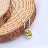 Natural Yellow Sapphire Necklace  925 Sterling Silver Minimal Bezel Gemstone Pendant