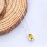 Natural Yellow Sapphire Necklace  925 Sterling Silver Minimal Bezel Gemstone Pendant