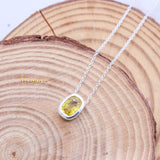 Natural Yellow Sapphire Gemstone 925 Silver Necklace