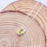 Natural Yellow Sapphire Necklace  925 Sterling Silver Minimal Bezel Gemstone Pendant