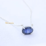 Natural Blue Sapphire Gemstone 925 Silver Necklace