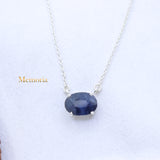 Natural Blue Sapphire Gemstone 925 Silver Necklace