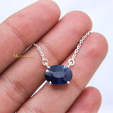 Natural Blue Sapphire Gemstone 925 Silver Necklace