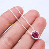 Natural Ruby Gemstone 925 Silver Necklace