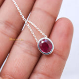 Natural Ruby Gemstone 925 Silver Necklace