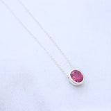 Natural Ruby Necklace 925 Sterling Silver Minimal Necklace Oval Cut Gemstone Pendant