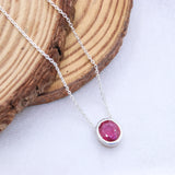 Natural Ruby Necklace 925 Sterling Silver Minimal Necklace Oval Cut Gemstone Pendant