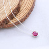 Natural Ruby Necklace 925 Sterling Silver Minimal Necklace Oval Cut Gemstone Pendant