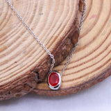 Natural Carnelian Necklace in 925 Sterling Silver Red Orange Gemstone Minimal Pendant