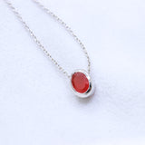 Natural Carnelian Necklace in 925 Sterling Silver Red Orange Gemstone Minimal Pendant