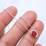Natural Carnelian Necklace in 925 Sterling Silver Red Orange Gemstone Minimal Pendant