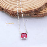 Natural Ruby Gemstone 925 Silver Necklace