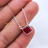 Natural Ruby Gemstone 925 Silver Necklace