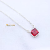 Natural Ruby Gemstone 925 Silver Necklace