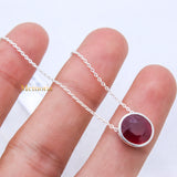 Natural Ruby Gemstone 925 Silver Necklace