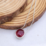 Natural Ruby Gemstone 925 Silver Necklace