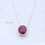 Natural Ruby Gemstone 925 Silver Necklace