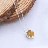 Natural Yellow Sapphire Necklace 925 Sterling Silver Oval Cut Gemstone Pendant