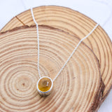 Natural Yellow Sapphire Necklace 925 Sterling Silver Oval Cut Gemstone Pendant