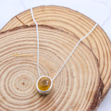 Natural Yellow Sapphire Gemstone 925 Silver Necklace