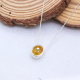 Natural Yellow Sapphire Necklace 925 Sterling Silver Oval Cut Gemstone Pendant