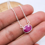 Natural Ruby Sterling Silver Necklace Handmade Ruby Gemstone Pendant
