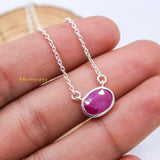 Natural Ruby Gemstone 925 Silver Necklace