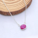 Natural Ruby Sterling Silver Necklace Handmade Ruby Gemstone Pendant
