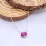 Natural Ruby Sterling Silver Necklace Handmade Ruby Gemstone Pendant