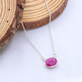 Natural Ruby Sterling Silver Necklace Handmade Ruby Gemstone Pendant