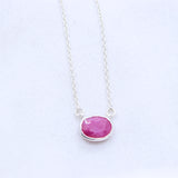 Natural Ruby Sterling Silver Necklace Handmade Ruby Gemstone Pendant