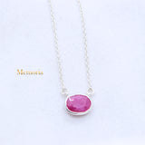 Natural Ruby Gemstone 925 Silver Necklace