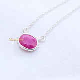 Natural Ruby Gemstone 925 Silver Necklace