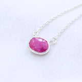 Natural Ruby Sterling Silver Necklace Handmade Ruby Gemstone Pendant