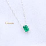 Natural Emerald Gemstone 925 Silver Necklace