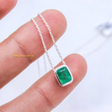 Natural Emerald Gemstone 925 Silver Necklace