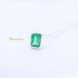 Natural Emerald Gemstone 925 Silver Necklace