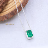 Natural Emerald Gemstone 925 Silver Necklace