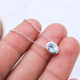 Natural Blue Topaz Oval Necklace Handmade 925 Sterling Silver Minimal Gemstone Jewelry