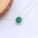 Natural Emerald Gemstone 925 Silver Necklace