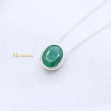 Natural Emerald Gemstone 925 Silver Necklace