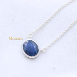 Natural Blue Topaz Gemstone 925 Silver Necklace